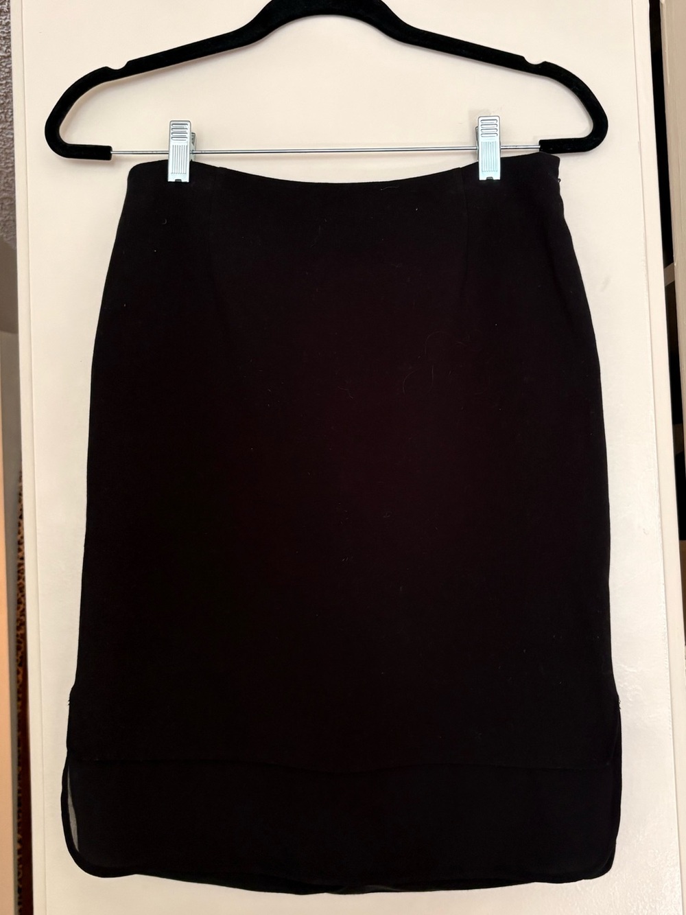Trouvé Black Pencil Skirt Size 4 Sheer Hem Panel Classic Career Midi Skirt